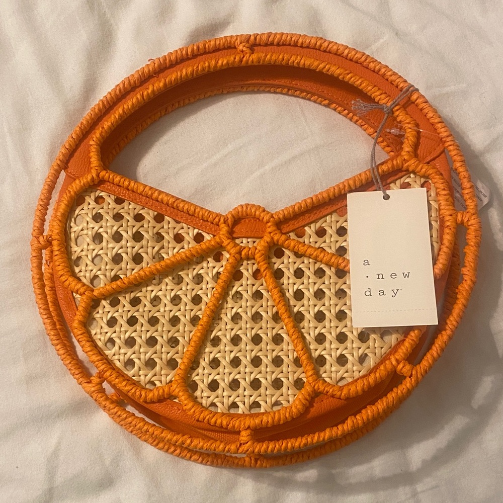 A New Day Orange and Cream Circular Handbag